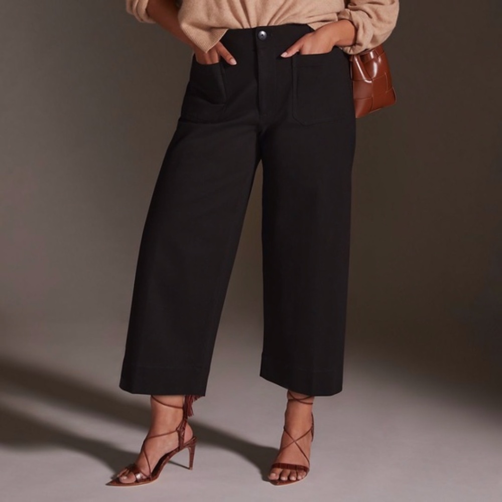 Anthropologie Maeve Colette Cropped Wide-Leg Ponte Pants Size 24W